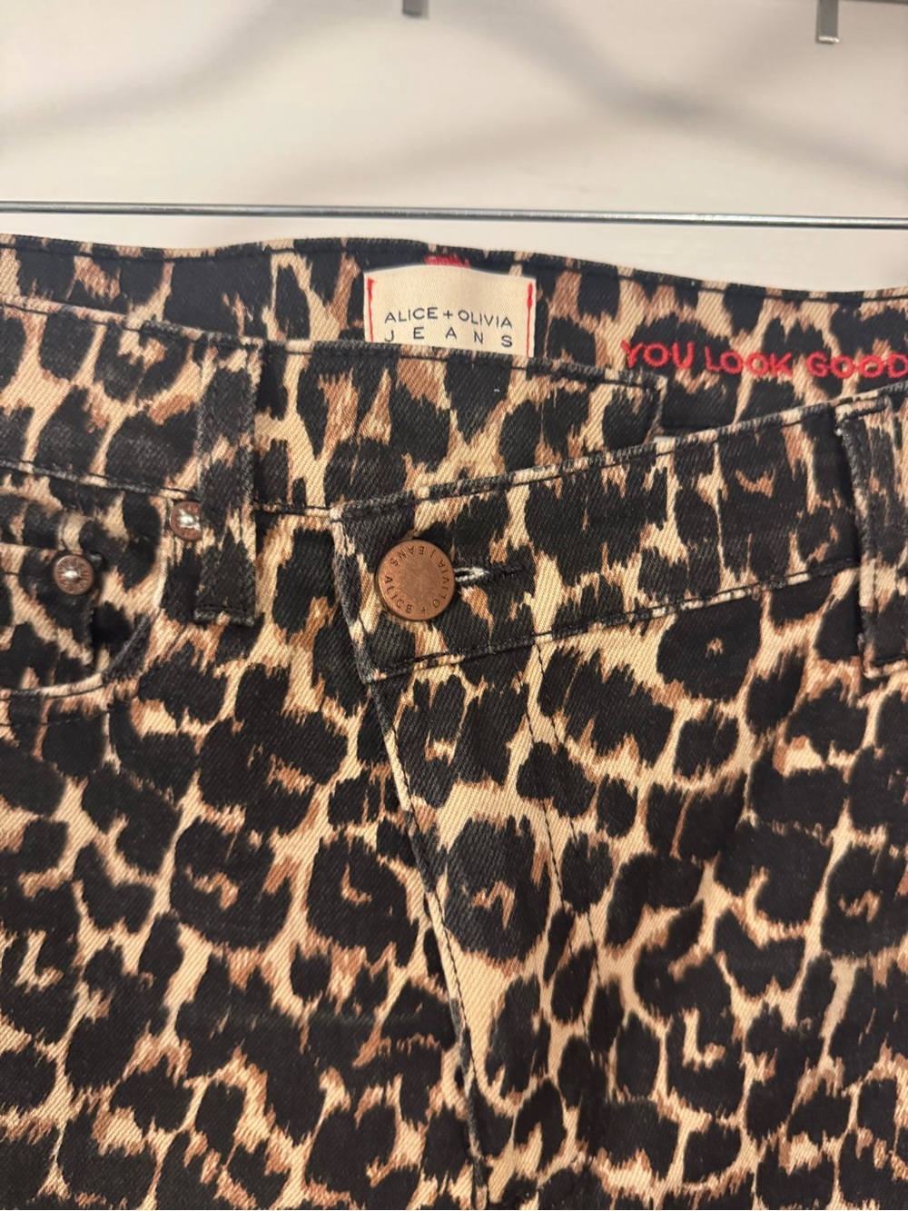 Alice + Olivia Leopard Print Jeans - Picture 3 of 14